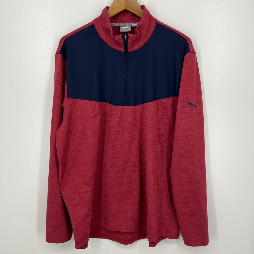 Puma Golf 1/4 Zip Pullover Sweatshirt Men's Size XL Red Blue Logo